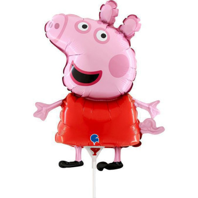 Fóliový balónik Prasiatko Pepina 35 cm – mini balónik na tyčku