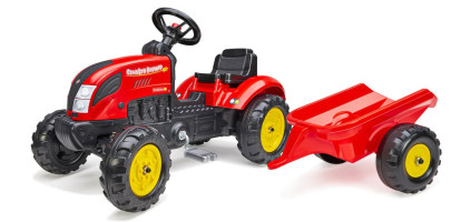Traktor šliapací Country Farmer s valníkom červený