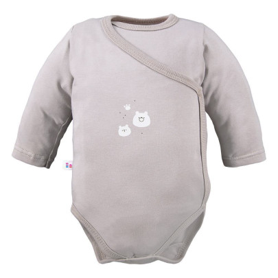 Zavinovacie body Petite s dlhým rukávom béžovej s medvedíkmi Eevi