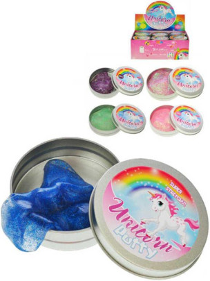 Chytrá hmota v plechovke s trblietkami Unicorn