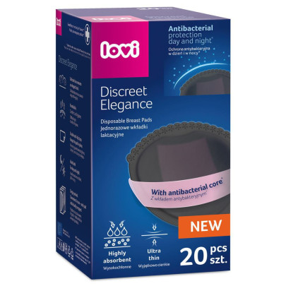 Vložky do podprsenky antibakteriálne Discreet Elegance 20 ks čierne Lovi