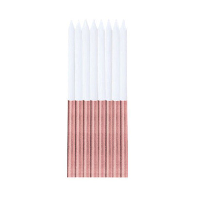 Sviečky 16 ks rose gold/biela 14,5 cm