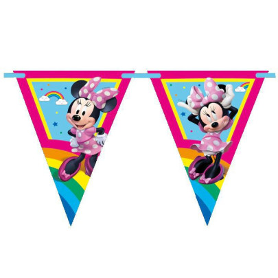 Girlanda vlajočková EKO "Minnie Mouse dúhová" (9 vlajok)