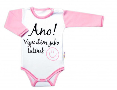 Body dlhý rukáv s vtipným textom Áno! Vyzerám ako otecko, dievča Baby Nellys