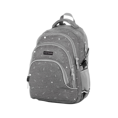 Študentský batoh OXY SCOOLER Grey geometric