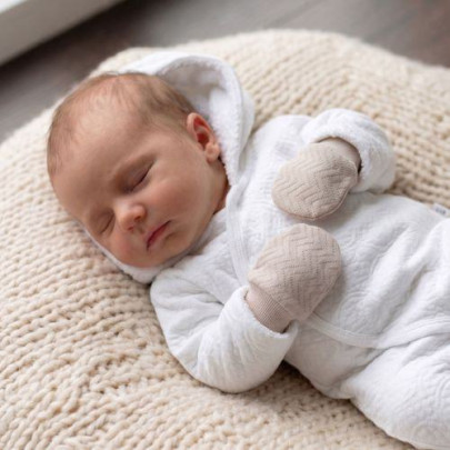 Rukavičky pre novorodencov bavlnené Vlnky Béžové Veľ. 1 Baby service