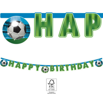 Baner závesný EKO "Happy Birthday" Futbal 2 m