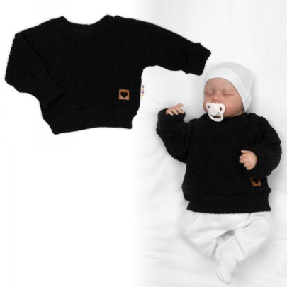 Rastúci oversize pletený svetrík pre bábätko čierny Baby Nellys