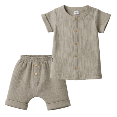 Dojčenská mušelínová košeľa s kraťasmi linen New Baby