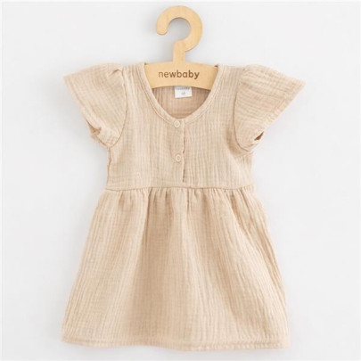 Dojčenské mušelínové šaty beige New Baby