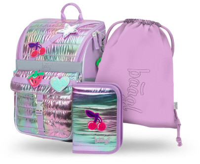 Set 3 Zippy Lavender: aktovka, peračník, sáčok Baagl