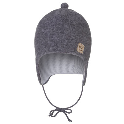 Čiapka zaväzovacia Fleece bambus Outlast® tm. sivý/pruh bielosivý melír