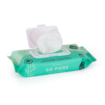 Obrúsky vlhčené SO PURE bambusové Petite&Mars 56 ks