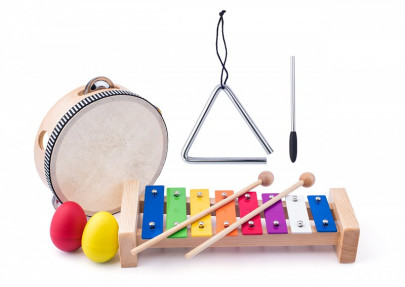 Muzikálny set xylofón, tamburína/bubienok, triangel, 2 maracas vajíčka