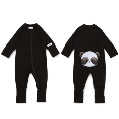 Detský rastúci overal Panda All Black čierna Moniel