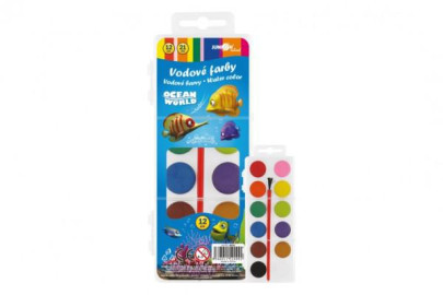Vodové farby so štetcom Ocean World 12farebn/21mm v plastovej krabičke