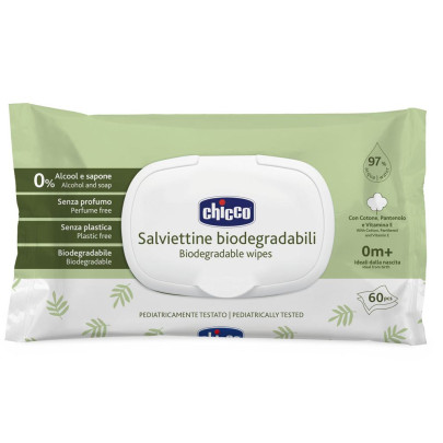 Detské vlhčené obrúsky bez obsahu plastov 60 ks Chicco