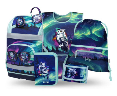Set 5 Zippy Plus Aurora: aktovka, peračník, vrecko, zástera, peňaženka GRS Baagl