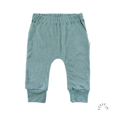 Dojčenské nohavice merino vlna Sage Green PoPoLiNi