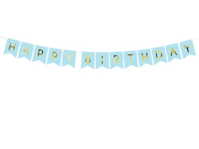 Závesný baner "Happy birthday" modrý