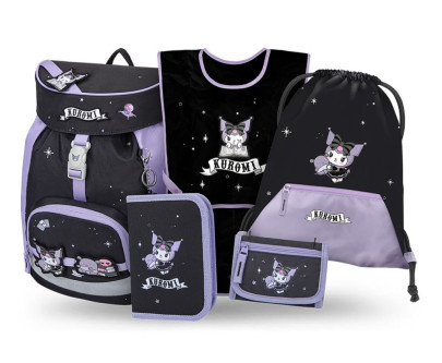 Set 5 Airy Kuromi Fortune Dream: batoh, peračník, sáčok, zástera, peňaženka GRS Baagl