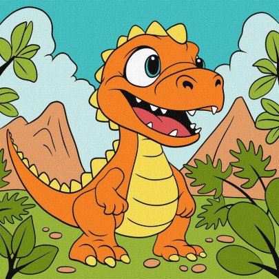 Maľovanie podľa čísel detskej - Dinosaurus 25 x 25 cm