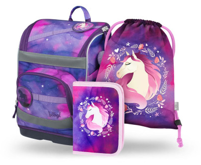 Set 3 Zippy plus Kôň: aktovka, peračník, sáčok Baagl