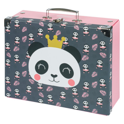 Skladací školský kufrík Panda s kovaním Baagl