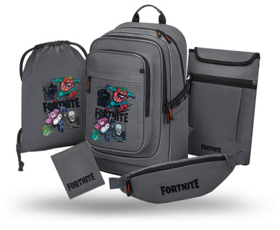 Set 5 Cubic Fortnite Squad: batoh, vrecko, ľadvinka, obal na notebook, peňaženka GRS Baagl