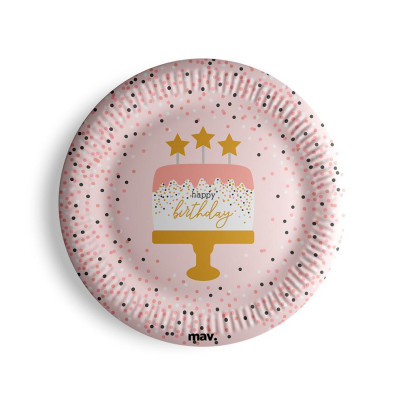 Tanieriky papierové - HB konfety ružové 23 cm, 8 ks