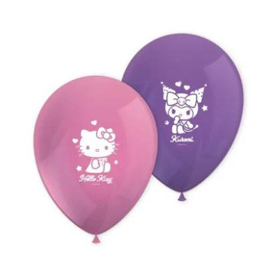 Latexové balóniky Hello Kitty a Kuromi 26 cm - 8 ks