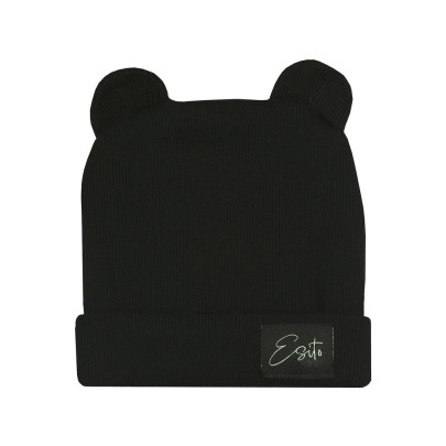 Zimná rebrovaná čiapka s uškami Color Black Esito
