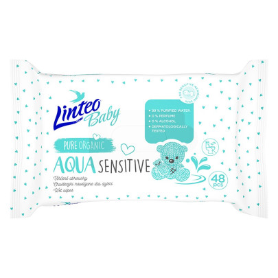 Detské vlhčené obrúsky Linteo Baby AQUA SENSITIVE 48 ks
