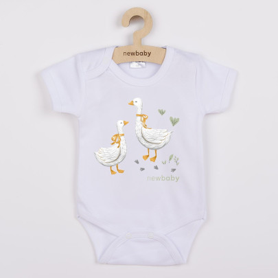 Detské body s potlačou New Baby Husičky krátky rukáv