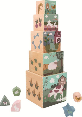 Skladacia veža z kociek Farma 2Kids Toys