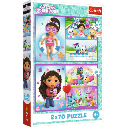 Puzzle Zahrajte sa s Gabby 2 v 1 Gábinkin kúzelný domček 2 x 70 dielikov