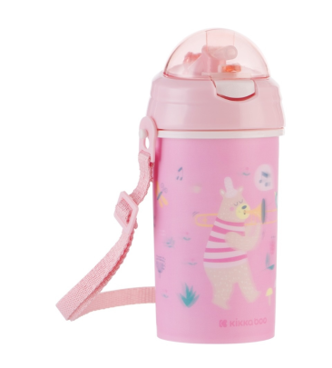 Hrnček so silikónovou slamkou a popruhom 450 ml Music Fest KikkaBoo