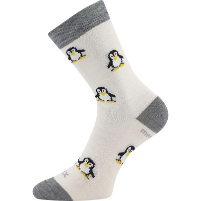Ponožky detské slabé z merino Penguinik s iónmi striebra režné VoXX