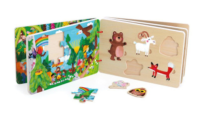 Drevená knižka s puzzle Dobrodružstvo Vilac