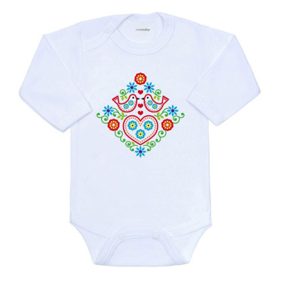 Detské body s potlačou Ľudový vzor vtáčiky New Baby
