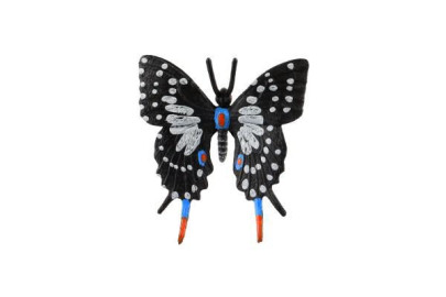 Motýľ tropický Papilio/vidlochvost čierno-šedivý zooted plast 6 cm