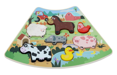 Drevené puzzle Veselá farma prepojiteľné 2Kids Toys