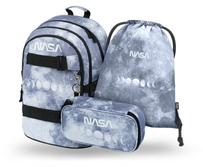 Set 3 Skate NASA Grey: batoh, peračník, sáčok Baagl
