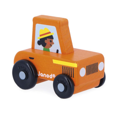 Drevené auto na tlačenie Cross roads Janod Traktor červený