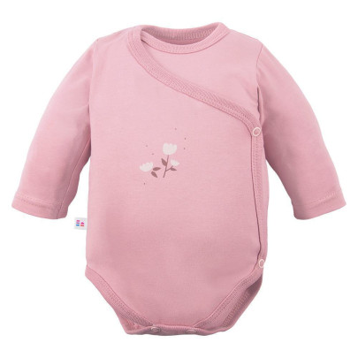 Zavinovacie body Petite s dlhým rukávom ružové kvetinky Eevi