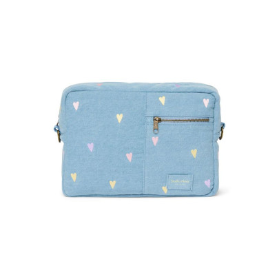 Denim Organizer na kočík Light Blue Hearts Studio Noos