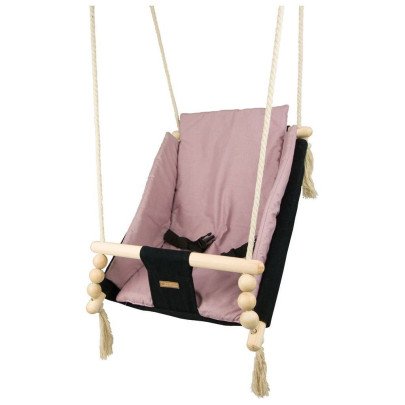 Hojdačka pre deti s bezpečnostnými pásmi a perinkou black light pink