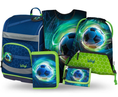 Set 5 Zippy Plus Futbalová Lopta: aktovka, peračník, sáčok, zástera, peňaženka Baagl