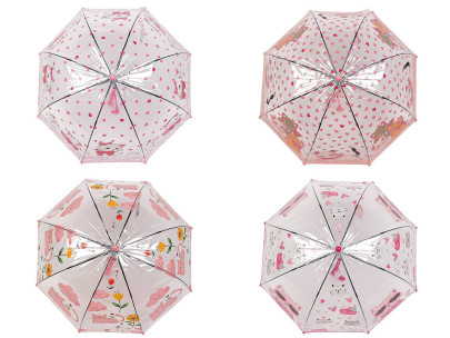 Detský priehľadný vystreľovací dáždnik mačka