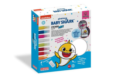 Okenné samolepky a omaľovánky Baby Shark s farbami